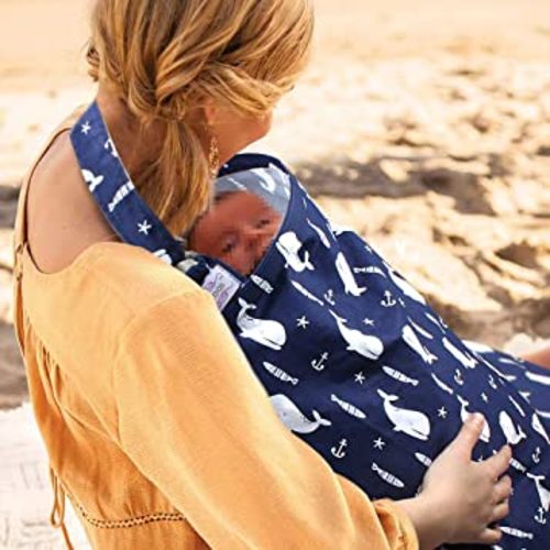 UHINOOS Nursing Cover,Infinity Soft Breastfeeding Cotton for Babies with No See Through Cotton for Mother Nursing Apron for Breastfeeding (Blue)