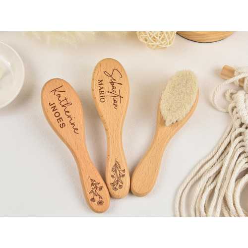 Custom Engraved Baby Brush Set, Newborn Baby Gift, Personalized Wooden Baby Hair Brush, Baby Shower Gift, Baby Keepsake for Girl or Boy