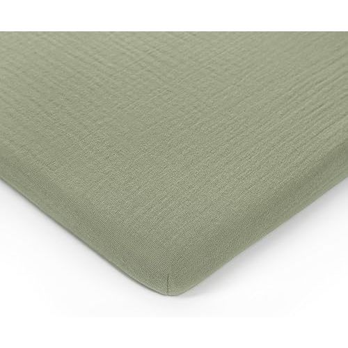 Comfy Cubs Muslin Bassinet Sheet - 100% Soft Cotton Fabric, Breathable & Gentle for Baby’s Sensitive Skin - Universal Fit with Secure Elastic Edging, Gift-Ready Packaging - Sage