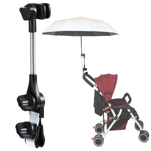 Umbrella Holder for Stroller, Baby Stroller Umbrella Attachment, Umbrellas Connector Clip to Handlebar, 360 Degree Adjustable Universal Clamp for Golf Cart,Wheelchair, Beach Chair,Fishing