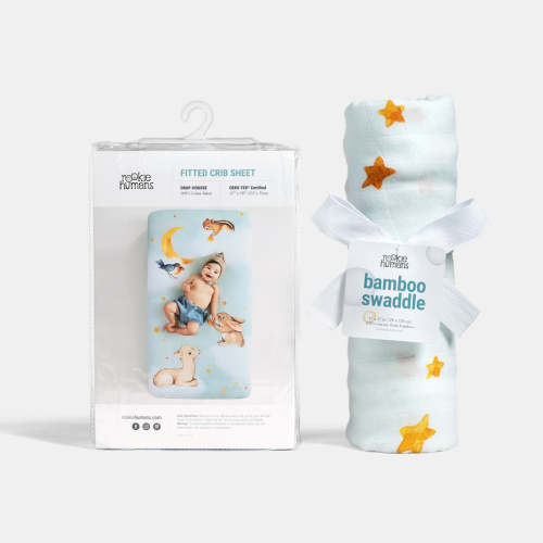 Crib sheet and Swaddle bundle - Goodnight Wonderland – Rookie Humans