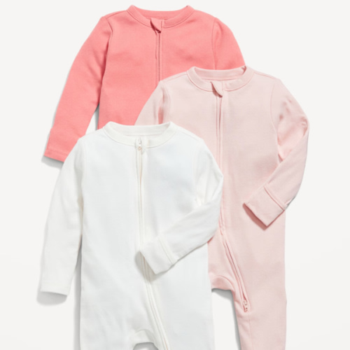 Unisex 3-Pack Sleep & Play 2-Way-Zip Footed One-Piece for Baby
