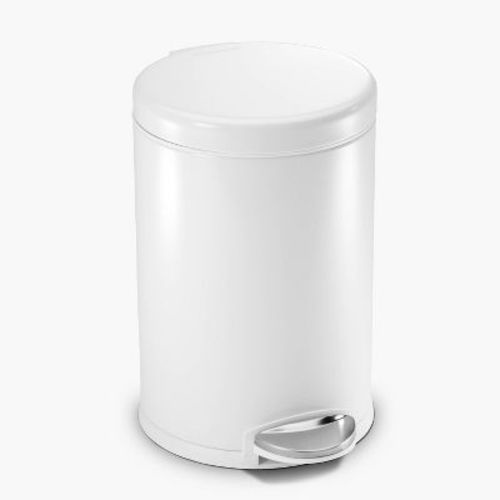 simplehuman 4.5L Bathroom Step Trash Can with Silent Close Lid Brushed Stainless Steel Round Wastebasket