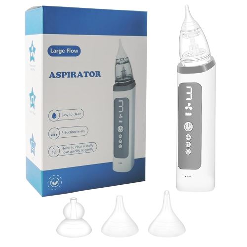 Aspirator Nasal with 3 Levels 3 Washingable Silicone Tips Built-in Music for Home Use only,Mucus Snot Nose Cleaner / Remover for Kids use