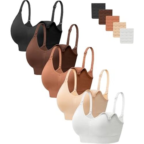 HBselect Women Maternity Bras 5 Pack Nursing Bras for Breastfeeding