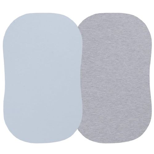 100% Organic Cotton Bassinet Sheets Compatiable with All Halo Bassinest, 2 Pack, Soft Breathable Jersey Knit Fitted Sheet for Baby Boy and Girl, Grey and Pastel Blue