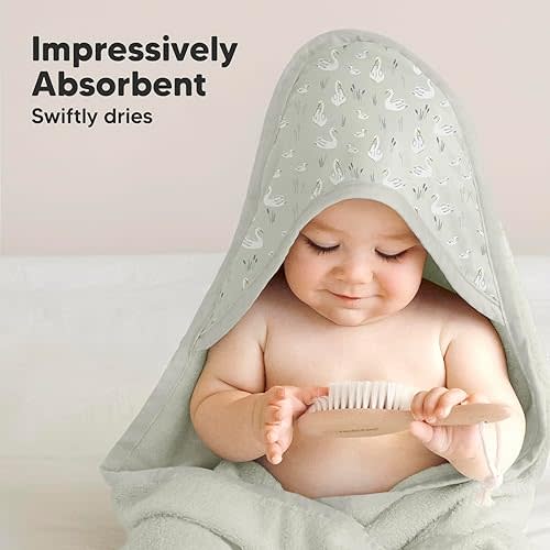KeaBabies Hooded Baby Towel for Newborn - Viscose Derived from Bamboo Large Baby Bath Towels with Hood for Boys, Girls, Toddler, Extra Absorbent & Soft Newborn Bath Essentials (Serenity)