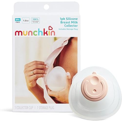 Munchkin Breast Milk Collector Cups with Storage Plug, Food Grade Silicone, BPA Free, 1.5 Ounces - Discreet & Comfortable, Leak Free, Breastfeeding Essential for Postpartum Moms, 1 Pack