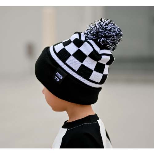 Black Check Beanie