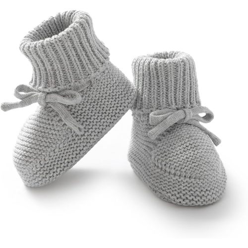 Hadetoto Baby Booties Newborn First Walkers Cozy Shoes Warm Knit Soft Booties for Toddler Infant Boy Girl