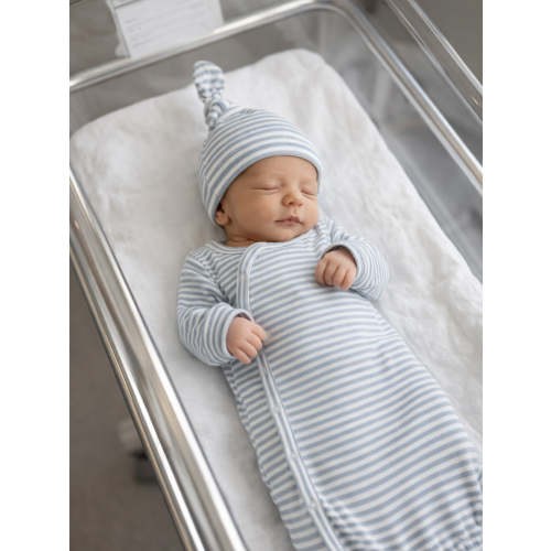 Dusty Blue Stripe / Ribbed Gown