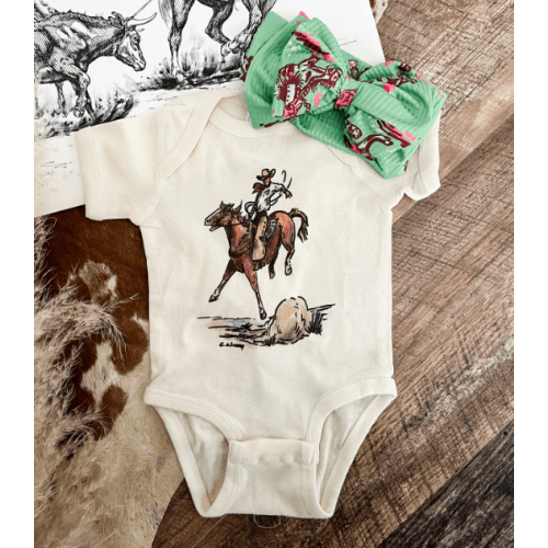 Cody Horse S/S Onesie (Infant/Toddler/Youth) (Cream)