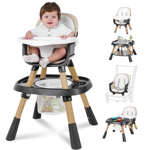 Baby High Chair, 15 in 1 Convertible High Chairs for Babies and Toddlers, Easy Clean High Chair for Baby, Baby Feeding Chair for 6-72 Months(Black)