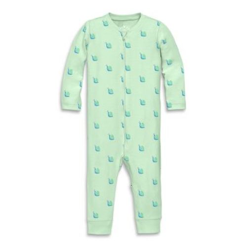 Primary Baby Organic Zip Romper In Baby Bugs In Light Clover Snails Size 3-6 Months