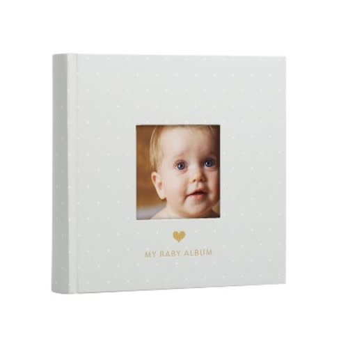 Pearhead Chevron Baby Photo Album, Color: Gray/White Polka Dots