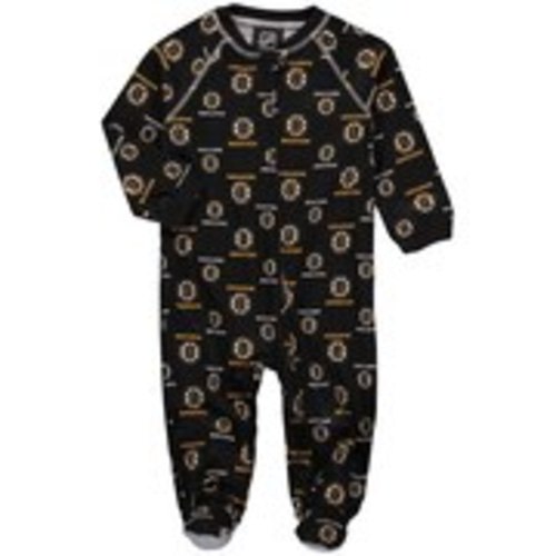Infant Boston Bruins Black Team Print Raglan Zip Coverall