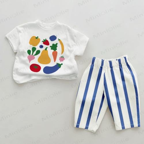 Baby Vegetable Blue Striped 2-piece Set 12-18m