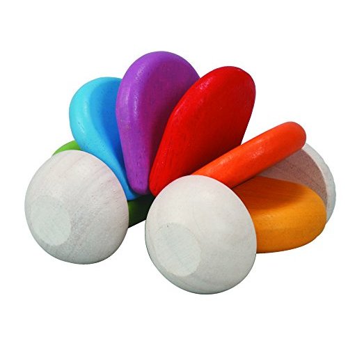 PlanToys Wooden Baby Car Toy (5229) | Rainbow Color Collection |Sustainably Made from Rubberwood and Non-Toxic Paints and Dyes