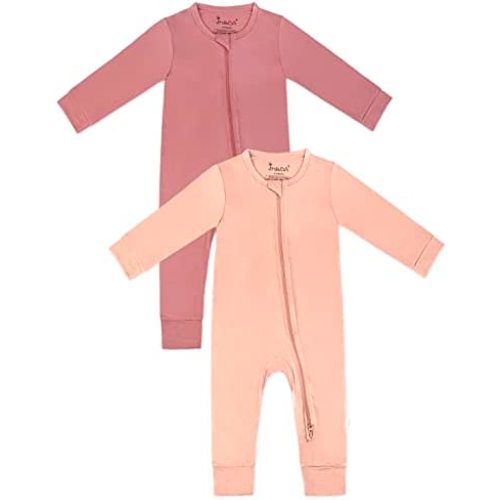 Jimonda Baby Romper Boys Girls Bamboo Pajamas 2-Way Zipper Footless Unisex Long Sleeve Sleepers Sleep and Play 0-24 Months