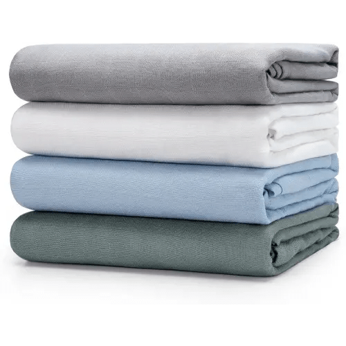 Muslin Swaddle Blankets, Large Receiving Blankets 47 x 47 inches, Swaddles for Baby Boys and Girls, Soft & Breathable Swaddle Wrap for Newborn, 4 Pack (Blue Series)