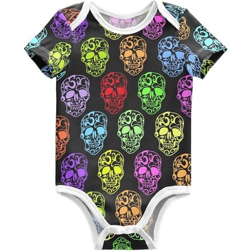 Ollabaky Unisex Baby Bodysuits Short Sleeve Cotton Baby Clothes for Girls 0-24 Months
