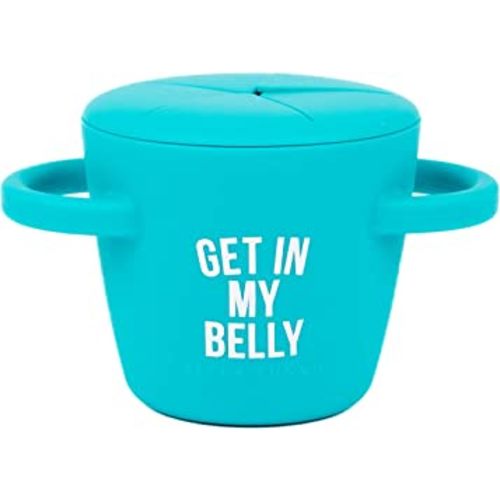 Bella Tunno Happy Snacker – Spill Proof Snack Cups for Toddlers and Babies, Snack Containers Made from Silicone BPA Free, Soft Opening & Removable Lid (Get in My Belly)
