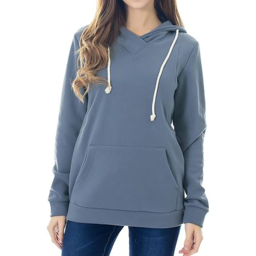Smallshow Women's Fleece Maternity Nursing Sweatshirt Hoodie Kangaroo Pocket