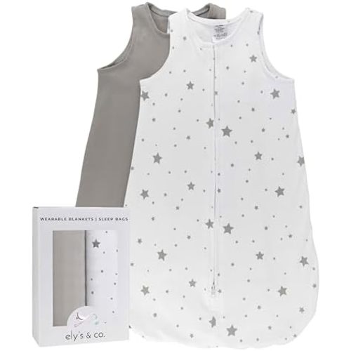 Ely's & Co. Baby Wearable Blanket - Cotton Sleep Sack 0-3,3-6, 6-12, 12-18 Months - 2 Pack Set for Baby Boy & Girl,Pink,Blue