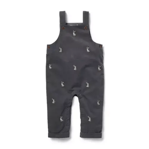 Newborn Dark Grey Baby Embroidered Bunny Corduroy Overall by Janie and Jack