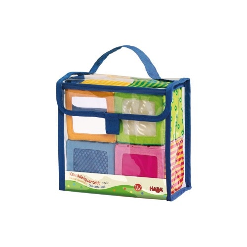 Soft Blocks for Babies 6-12 Months, Happy Quartett Sensory Toy Features a Unique Sound & Texture in All 4 Baby Blocks