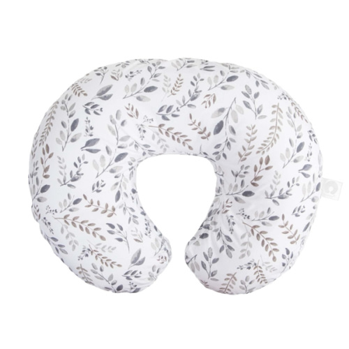 Boppy Original Nursing Pillow, Gray Taupe Leaves, Ergonomic Nursing Essentials for Bottle and Breastfeeding, Firm Fiber Fill, with Removable Pillow Cover, Machine Washable