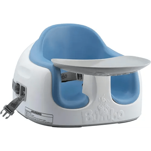 Bumbo Baby Toddler Adjustable Height 3-in-1 Non-Slip Floor, High Chair, or Booster Seat with Removable Tray and Buckle Strap, Powder Blue