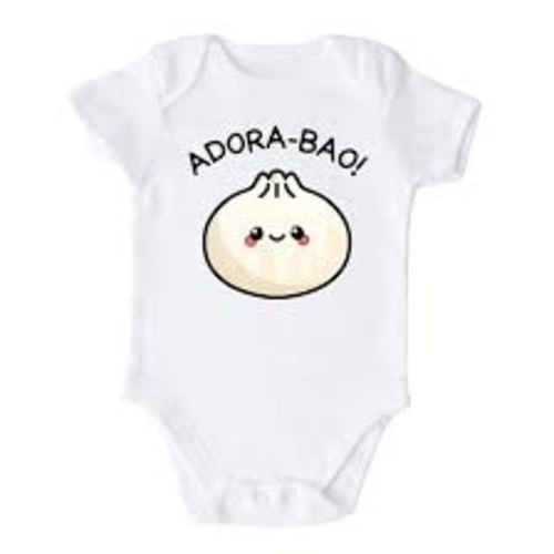 Adora-Bao Baby Bodysuit Chinese Food Cute Baby Outfit Little Dumpling Infant Romper Vegan Lil Kawaii Shirt (0-6 Months, Cute-Long Sleeve Romper)
