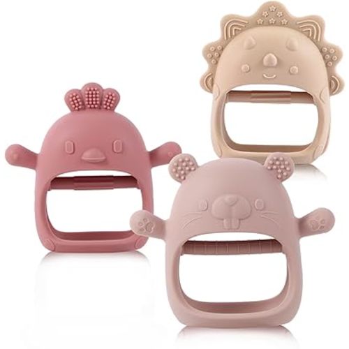 Teethers for Babies 3-6 Months, BPA Free Teething Toys 3-6 Months, Easy-to-Grasp Shapes teether with Soft Texture for Sensory Exploration and Itching Relief Baby Teether