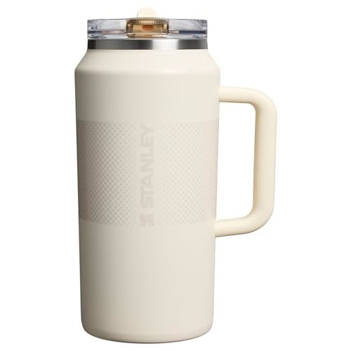 Stanley Quencher ProTour Flip Straw Tumbler with Leakproof Lid 64 oz | Built-In Straw and Handle | Large Capacity for Travel & Sports | Insulated Stainless Steel Cup | BPA-Free | Cream Fade