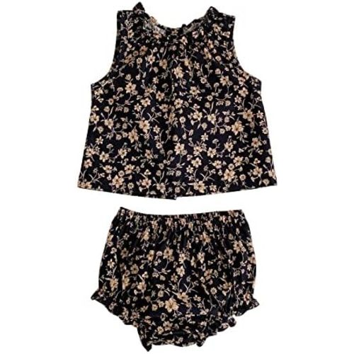 HOOLCHEAN Baby Infant Girls Summer Vintage Flower Ruffled 2PCS Set Sleeveless Top Dress Shirt and Bloomer Shorts