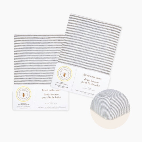 Organic Cotton Jersey Fitted Crib Sheet 2-Pack Bundle - Heather Grey Stripe