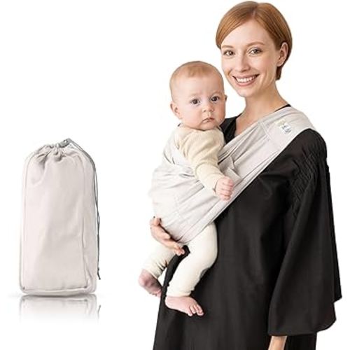 Baby Sling Carrier for Newborn to Toddler(8-45 Lbs), Cozy Wearing Baby Carrier Wrap Sling with Adjustable Strap Safety Buckle, Portable Lightweight Child Carrier Sling One Size Fit All-Grey