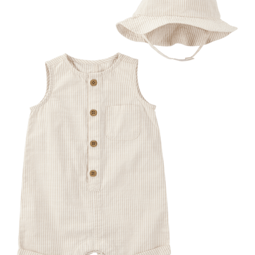 Tan Baby Striped Cotton Outfit Set | Carter’s Oshkosh Canada