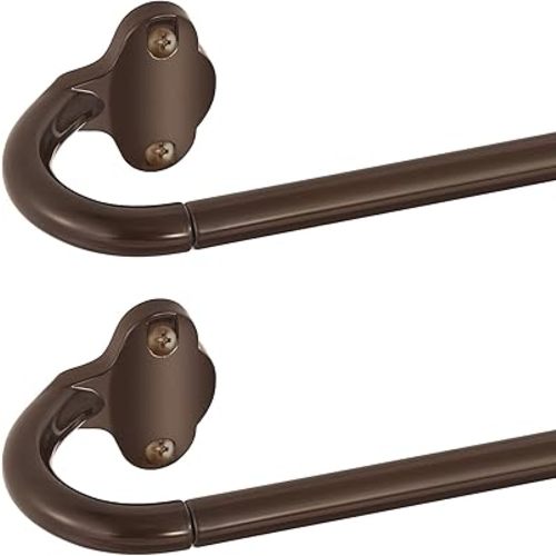 2 Pack Wrap Around Curtain Rods, Bronze, 28 to 48 Inch, 5/8 Inch Adjustable Blackout Curtain Rod with Brackets, Room Darkening Window Rod, Metal Hidden Curved Drapery Rods, Brown