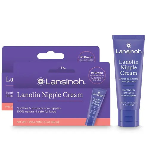 Lansinoh Lanolin Nipple Cream Safe for Breastfeeding Baby, 100% Natural Nipple Butter for Mom, Breastfeeding Essentials, 1.41 Ounces (2 Pack)