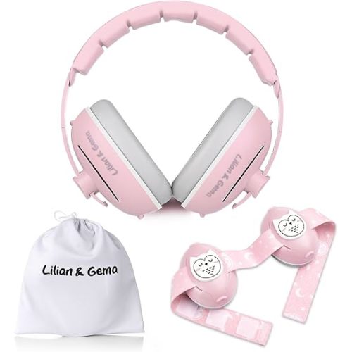 Lilian&Gema 2-in-1 Baby Ear Muffs Noise Protection, Noise Cancelling Headphones for Baby & Toddler up to 4 Years