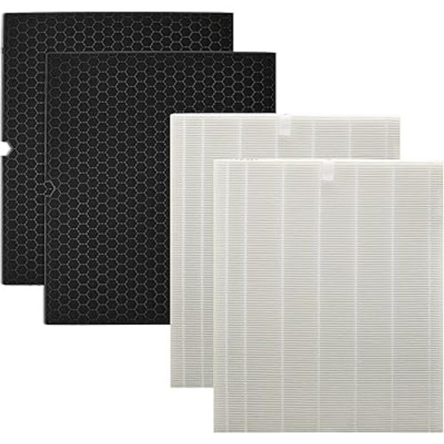 Smilyan 2 Sets 116130 Filter H Replacement for Winix 5500-2 Air Purifier, Includes 2 Pack Ture HEPA Filters + 2 Pack Activated Carbon Pre-Filters