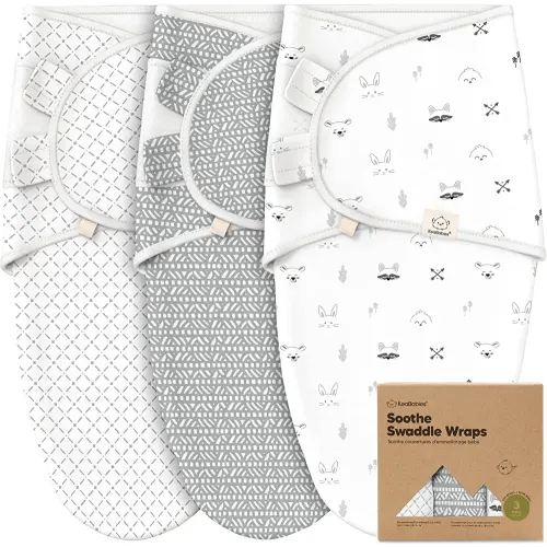 3-Pack Organic Baby Swaddle Sleep Sacks - Newborn Swaddle Sack, Ergonomic Baby Swaddles 0-3 Months, Swaddles for Newborns, Baby Sleep Sack, Baby Swaddle Blanket Wrap, Baby Essentials (Nordic)