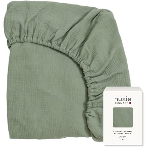 Denmark - Super Soft Muslin Fitted Baby Crib Sheets for Boys and Girls – Standard Size for 28'' x 52'' Crib Mattress - 100% Cotton for Ultimate Comfort (Roman Green)