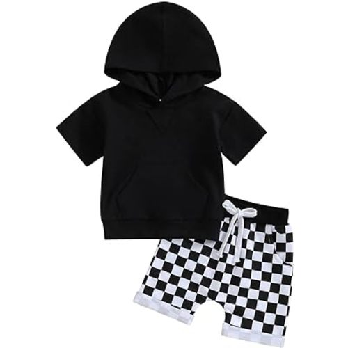 TheFound Toddler Boys Summer 2pcs Clothes Sets Hooded Tank Top Striped Shorts Cute Newborn Baby Boy Coming Home Outfit