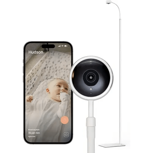 Baby Eye Smart Baby Monitor & Floor Stand, Zero Wearables, Sensor-Free Sleep Breathing Motion Tracker, Cry Detection, Night Vision, 2-Way Audio, AI Monitoring, WiFi Baby Monitor Camera with Phone App