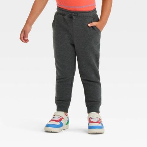 Toddler Boys' Fleece Pull-on Jogger Pants - Cat & Jack™ Charcoal Gray 18m: Cotton Blend, Mid Rise, Relaxed Leg, Machine Washable