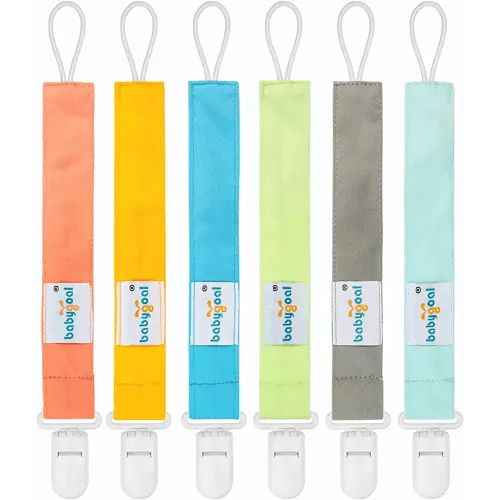 Babygoal Neutral Pacifier Clips, 6 Pack Paci Holder Clips for Boys and Girls Fits for Most Baby Pacifier, Binky Styles,Teethers and Toys 6PS10