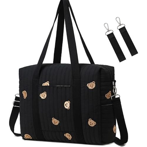 Convertible Diaper Bag Tote with Insulated Pockets and Stroller Hooks for Travel newborn